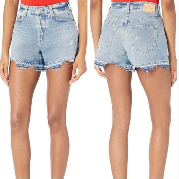 New AG Alexxis High Rise Wedgie Distressed Cut Off Denim Shorts size 25 - Picture 1 of 14